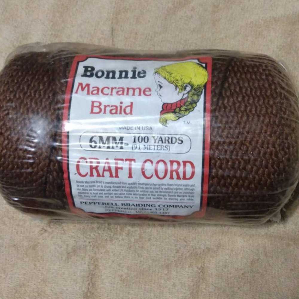 brown Bonnie Macrame Braid Craft Cord, 91meters, Brown, new